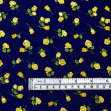 Angelica Little Yellow Roses fabric, Timeless Treasures Floral Cotton Quilters fabric C6364.Navy