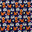 Squirrel Quilting fabric, pink hearts, Navy, Animal fabric, Crafts, Michael Miller CX-6572
