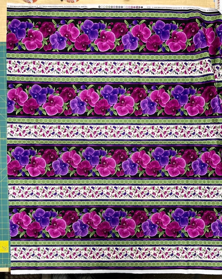 Orchid Border Magenta fabric EOB by Timeless Treasures C3210