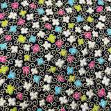Floral Japanese fabric, Sakura, Petite small multi flowers by Benartex BT-6283.12Black