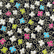 Floral Japanese fabric, Sakura, Petite small multi flowers by Benartex BT-6283.12Black