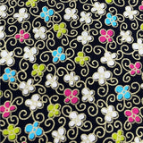 Floral Japanese fabric, Sakura, Petite small multi flowers by Benartex BT-6283.12Black