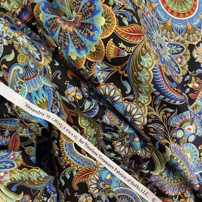 Alexandria Black fabric, Timeless Treasures, Craft Cotton Quilters fabric TT-CM4592