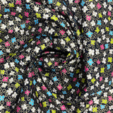 Floral Japanese fabric, Sakura, Petite small multi flowers by Benartex BT-6283.12Black