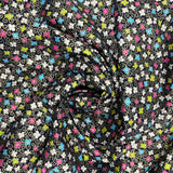 Floral Japanese fabric, Sakura, Petite small multi flowers by Benartex BT-6283.12Black