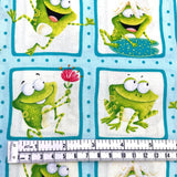 Frogland Friends, Animal Quilting fabric, Amphibians, green frogs fabric HG1061.16