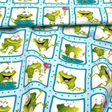 Frogland Friends, Animal Quilting fabric, Amphibians, green frogs fabric HG1061.16