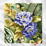 Peacock fabric panel, Plume Sage, Silver Metallic, Quilting, Cotton, Timeless Treasure CM6458