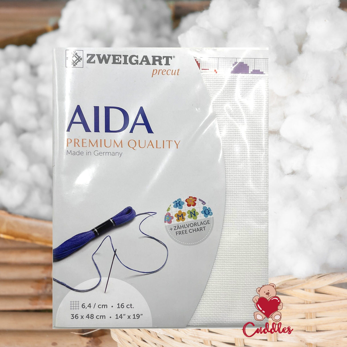 Aida Cloth, Zweigart Pre-cut Aida Cloth Fabric - 16 Count (36 x 48cm) White