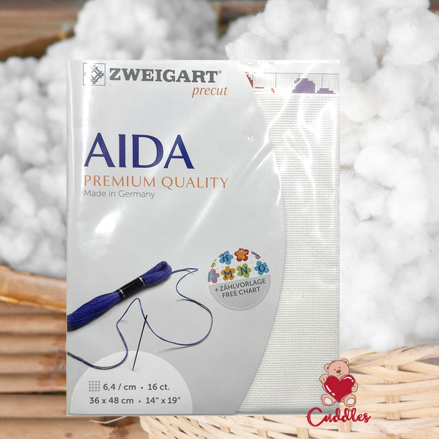 Aida Cloth, Zweigart Pre-cut Aida Cloth Fabric - 16 Count (36 x 48cm) White