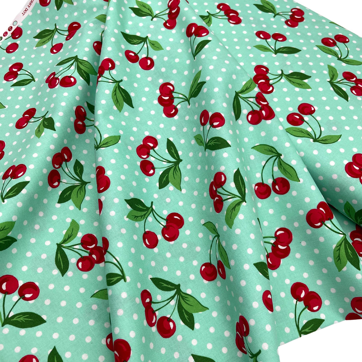 Cherry fabric, Red cherries, Cherry Dot, Cotton, Quilting, Michael Miller MM-CX6561Mint