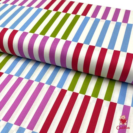 Color Bars Cotton Quilting Fabric, Jane Sassaman PWJS062-Fuchsia
