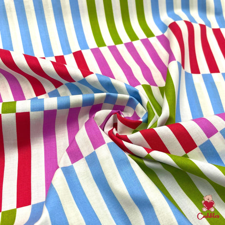 Color Bars Cotton Quilting Fabric, Jane Sassaman PWJS062-Fuchsia