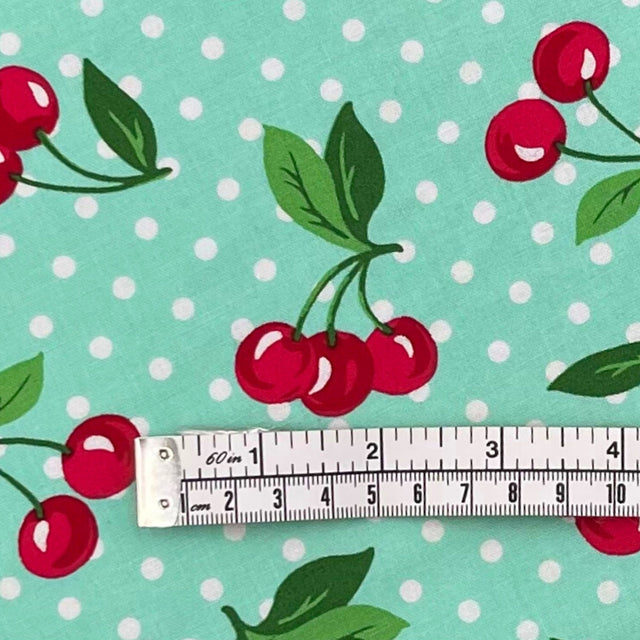 Cherry fabric, Red cherries, Cherry Dot, Cotton, Quilting, Michael Miller MM-CX6561Mint