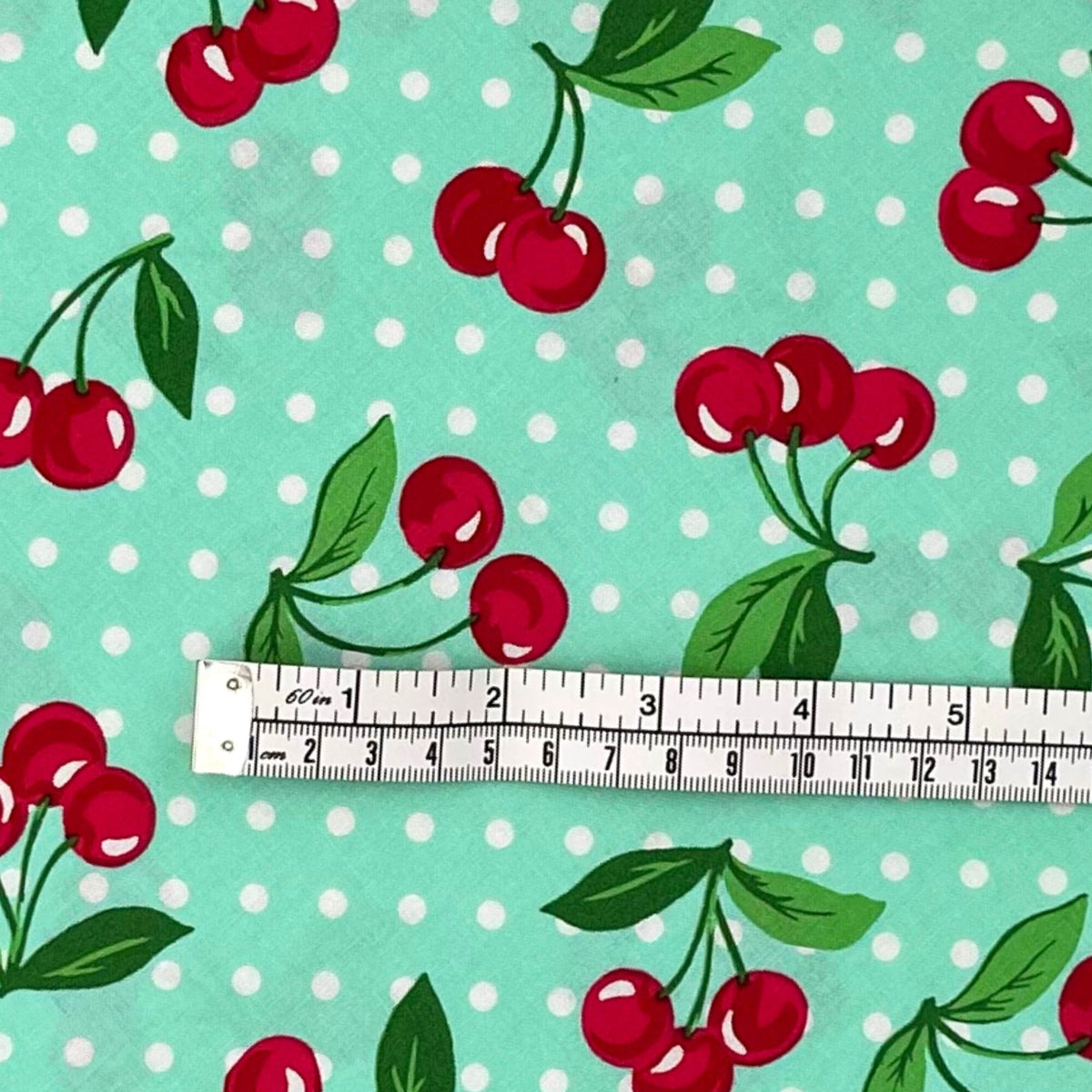 Cherry fabric, Red cherries, Cherry Dot, Cotton, Quilting, Michael Miller MM-CX6561Mint