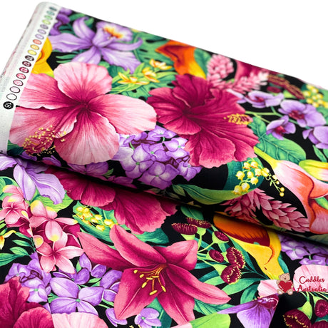 Floral fabric, Island Floral Tropic by Timeless Treasures, Quilting, Cotton, Fabric TTC5436
