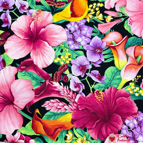 Floral fabric, Island Floral Tropic by Timeless Treasures, Quilting, Cotton, Fabric TTC5436