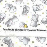 Bunnies fabric Little with Stars FLANNEL Quilting 100% Cotton Fabric CF-6451 White
