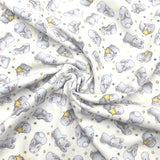 Bunnies fabric Little with Stars FLANNEL Quilting 100% Cotton Fabric CF-6451 White