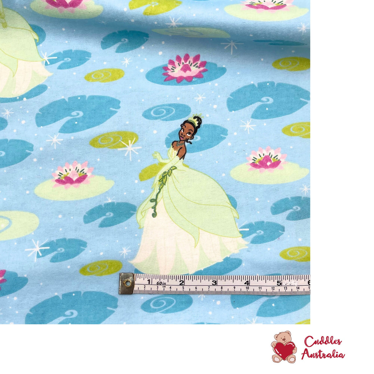 Princess Lily Pad Flower fabric, Cotton Quilting Fabric, Disney, FLANNEL Fabric, Springs Creative SC-30247