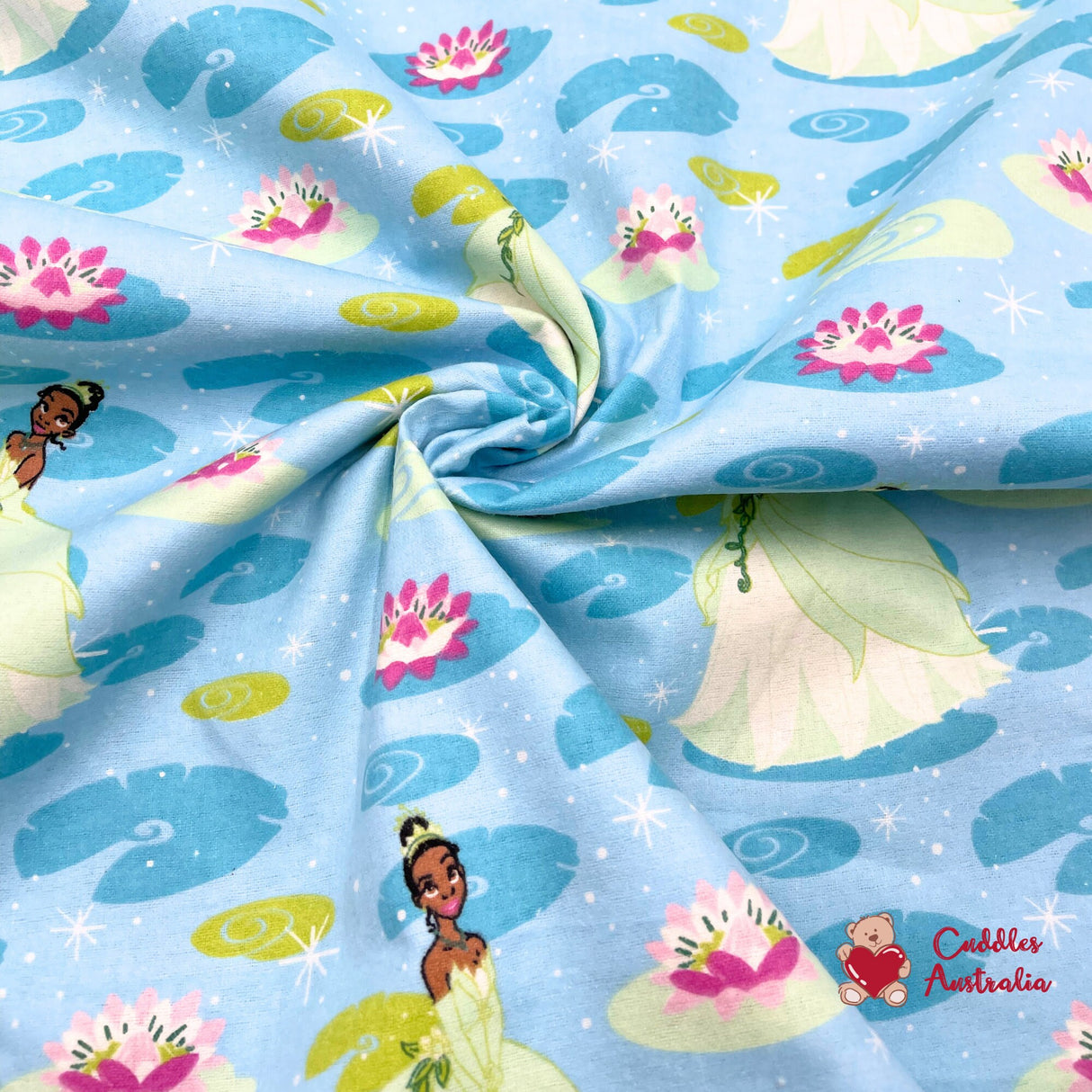 Princess Lily Pad Flower fabric, Cotton Quilting Fabric, Disney, FLANNEL Fabric, Springs Creative SC-30247