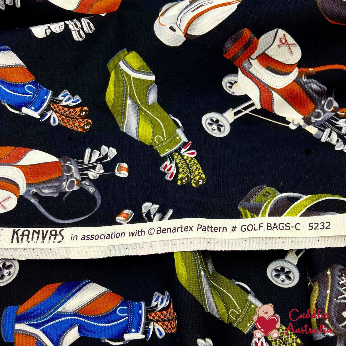 Golf Bags fabric, Tee Time, Golf Cotton Quilting Fabric, Benartex BT-05232.12
