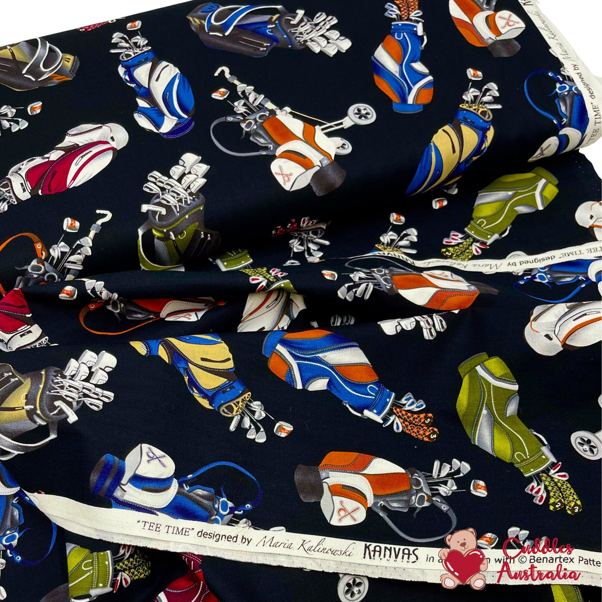 Golf Bags fabric, Tee Time, Golf Cotton Quilting Fabric, Benartex BT-05232.12