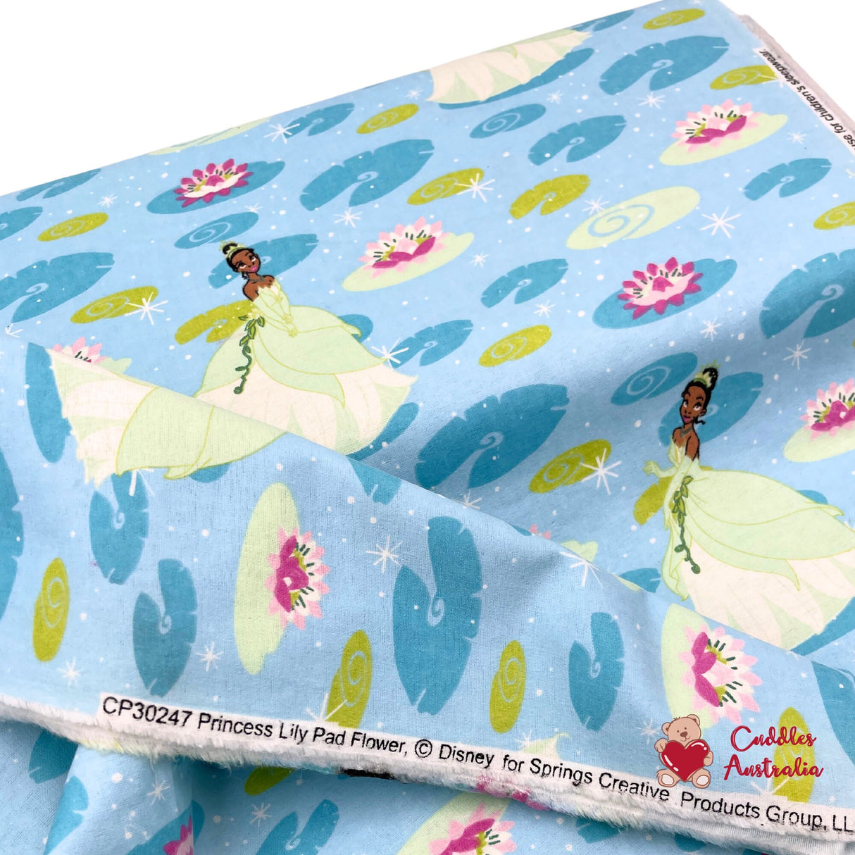 Princess Lily Pad Flower fabric, Cotton Quilting Fabric, Disney, FLANNEL Fabric, Springs Creative SC-30247