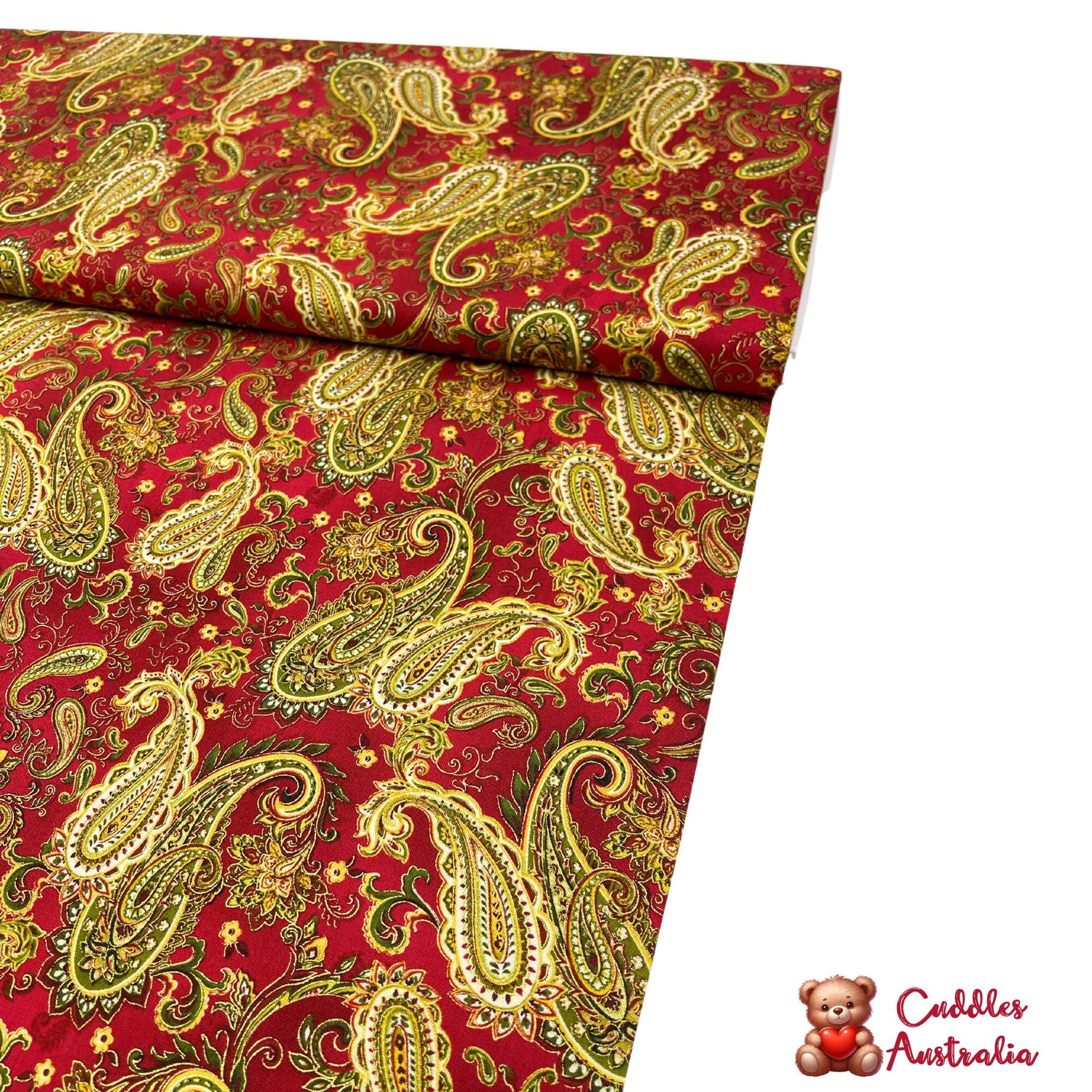 Christmas Splendor Red fabric, Gold metallic, Quilt, Craft, Cotton, Quilters fabric HG8321M-8
