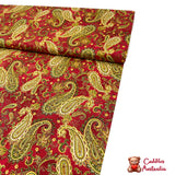 Christmas Splendor Red fabric, Gold metallic, Quilt, Craft, Cotton, Quilters fabric HG8321M-8