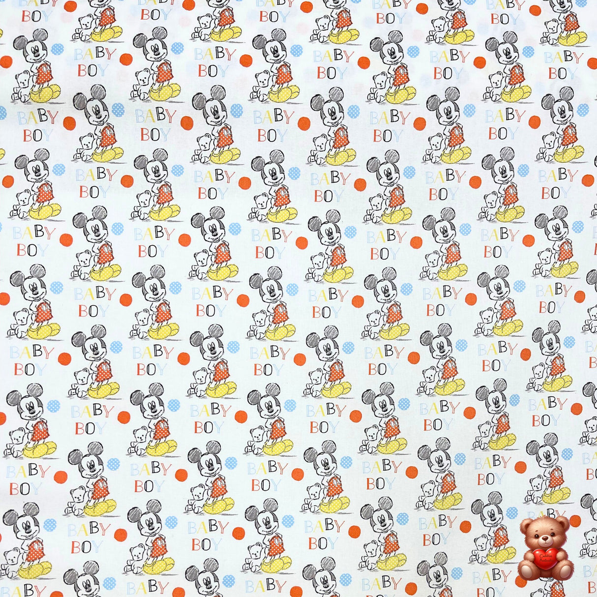Oh Boy Mickey Baby Boy, Cotton Quilting Fabric, Disney licensed fabrics by Springs Creative Fabrics SC-57856