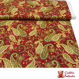 Christmas Splendor Red fabric, Gold metallic, Quilt, Craft, Cotton, Quilters fabric HG8321M-8