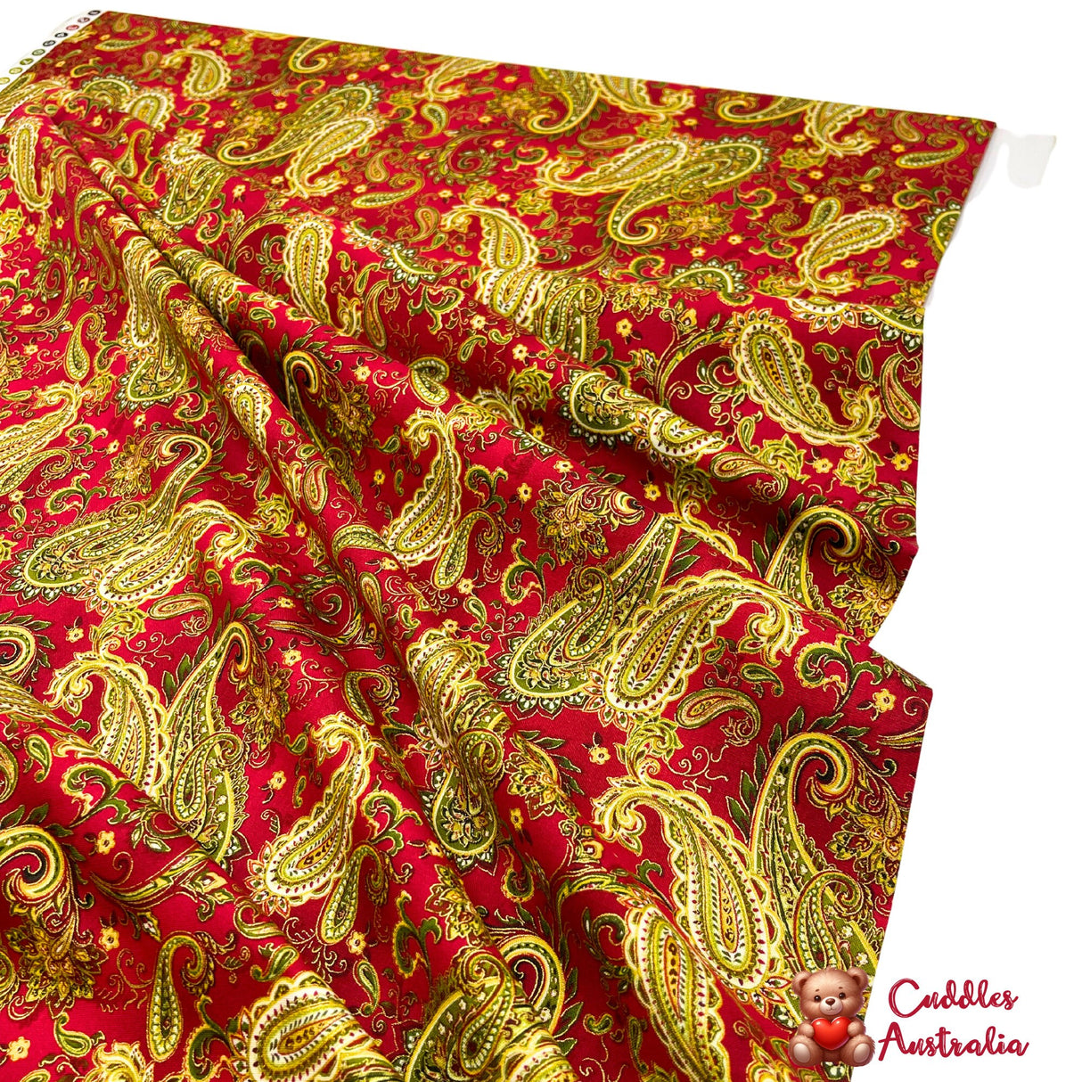Christmas Splendor Red fabric, Gold metallic, Quilt, Craft, Cotton, Quilters fabric HG8321M-8
