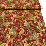 Christmas Splendor Red fabric, Gold metallic, Quilt, Craft, Cotton, Quilters fabric HG8321M-8