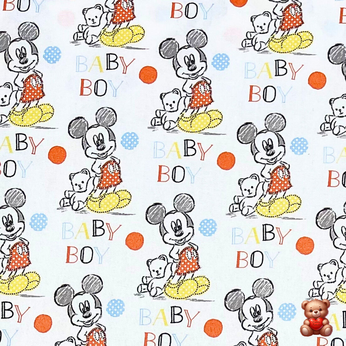 Oh Boy Mickey Baby Boy, Cotton Quilting Fabric, Disney licensed fabrics by Springs Creative Fabrics SC-57856