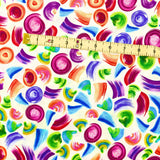 All About Color, Cotton Quilting fabric, multi colour brush strokes on Cream background, Benartex BT8669-09