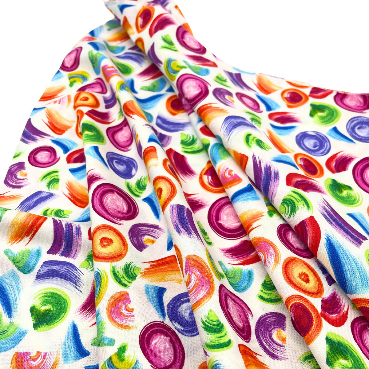 All About Color, Cotton Quilting fabric, multi colour brush strokes on Cream background, Benartex BT8669-09