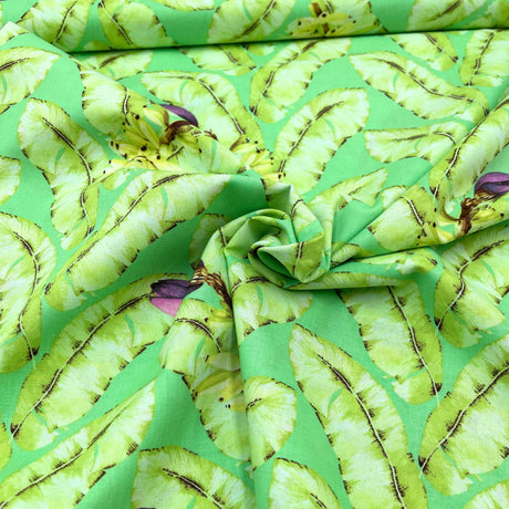 Green swirl of Banana fabric